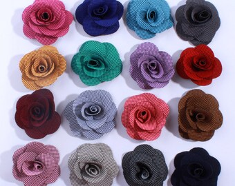Flores de tela de arpillera con roseta de moda de 5,5 cm para decoración de vestidos, accesorios para el cabello y la cabeza
