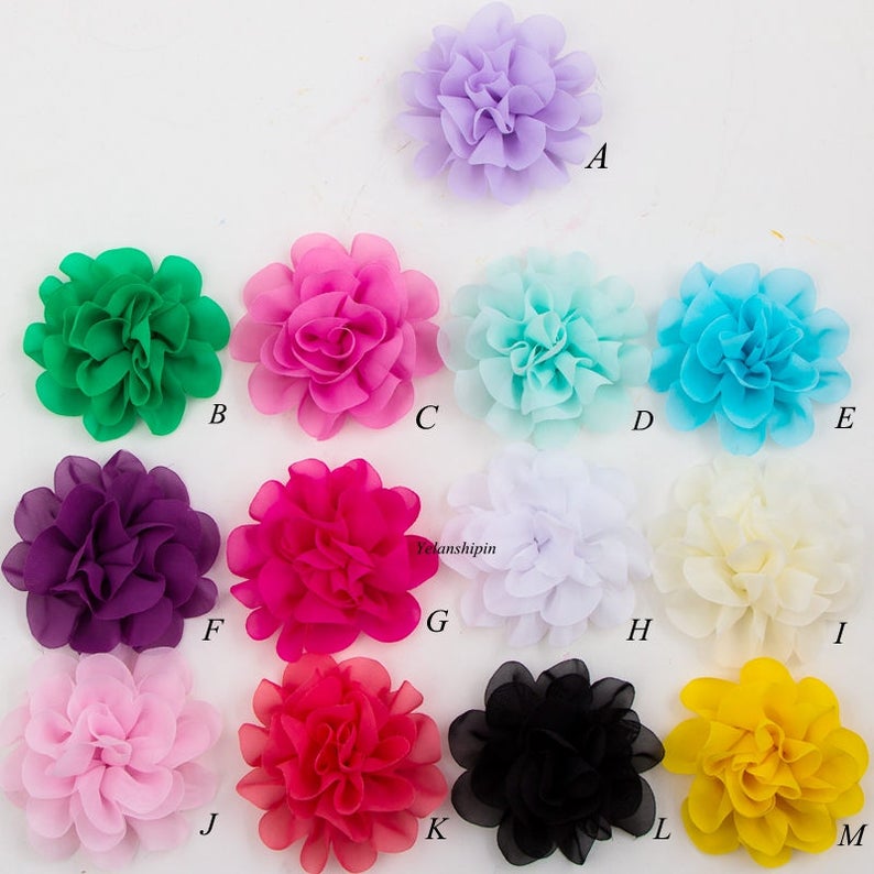 10cm 14 Colors Big Fluffy Chiffon Flowers for Baby Girls Hair - Etsy