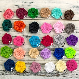 2,4&quot; 20farben Rüschen Satin Band gerollt Rose Blume für Baby Mädchen Haarspangen Zubehör künstliche Stoff Blumen für Stirnbänder