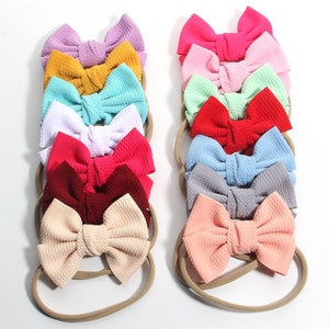 4.3&quot; 11CM Beauty Waffle Nylon Headband Hair Bows Accessories Elastic Boutiques Headwear HairBand For Girls Women Hair