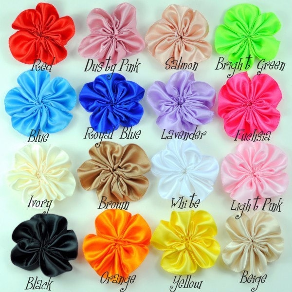 2" 16colors DIY Satin Ribbon Petal Flower For Baby Girls Hair Clips Accessories Artificial Ruffled Fabric Flowers For Baby Headbands