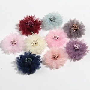 4CM 1.5&quot; Mini Chiffon Fabric Flower For Hair Accessories Artificial Hair Flowers For Dress Wedding Bouquet Decoration