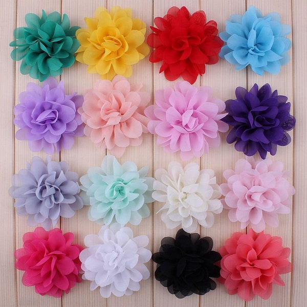 2.8" Artificial Chiffon Silk Flowers For Baby Girls Hair Clips Accessories Soft Petal Peony Fabric Flowers For Headbands