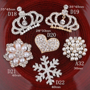 Vintage Handmade Metal Decorative Buttons with Crystal Pearls Craft Supplies Flatback Rhinestone Buttons Accessories