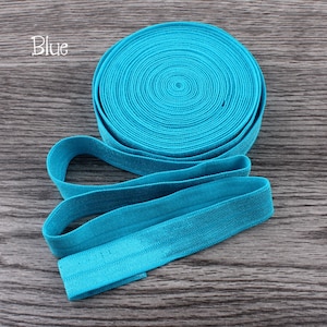 5/8 1.5CM Wide Shiny Solid Fold Over Elastic Ribbon FOE for Baby Girls Elastic Headbands Hair Ties Hairbow image 3