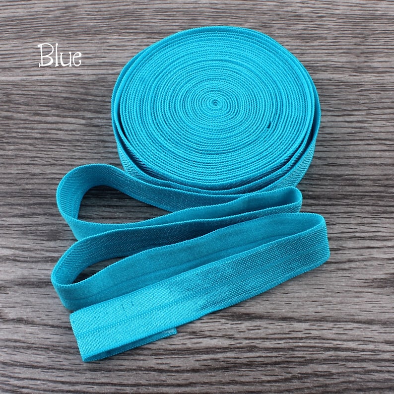 5/8 1.5CM Wide Shiny Solid Fold Over Elastic Ribbon FOE for Baby Girls Elastic Headbands Hair Ties Hairbow image 3