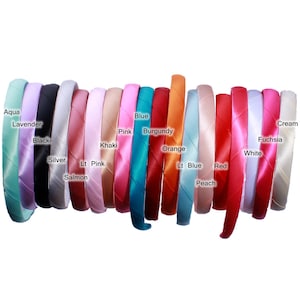 14mm de largura ajuste toda a idade sólido cetim coberto headbands para mulheres fita coberta resina hairbands para meninas amigos cabelo