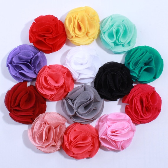 2PCS Soft Petals Chiffon Rose Fabric Flower Hair Hat Craft Accessories Headwear
