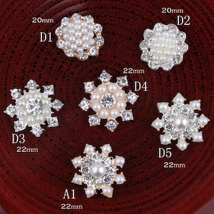 Vintage Handmade Metal Decorative Buttons+Crystal Pearls Craft Supplies Flatback Rhinestone Buttons for Hair Accessories