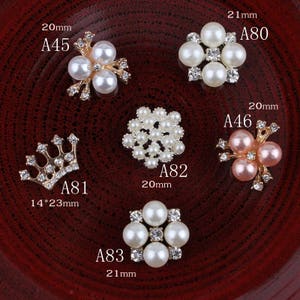 Vintage Handmade Metal Decorative Buttons+Crystal Pearls Craft Supplies Flatback Rhinestone Buttons for Hair Accessories