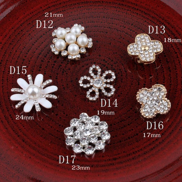 Vintage Handmade Metal Decorative Buttons+Crystal Pearls Craft Supplies Flatback Rhinestone Buttons for Hair Accessories