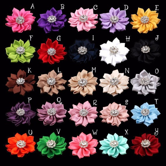 Satin Rhinestone Hair Flower, DIY Headband Supplies 2"