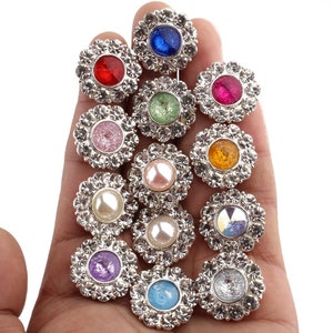 22mm Newborn Round Silver Crystal Button For Wedding Decoration Rhinestone Buttons For Dress Clothes Embellishments