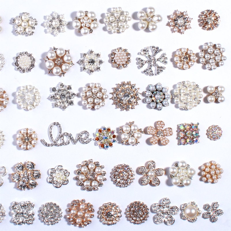 Bling Fashion Metal Alloy Rhinestone Buttons For Flower | Etsy