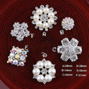 Clear Alloy Crystal Flatback Buttons for Baby Girls Hair Accessories/Ornaments Bling Metal Rhinestone Buttons