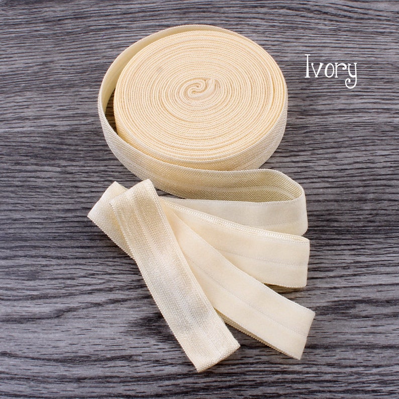 5/8 1.5CM Wide Shiny Solid Fold Over Elastic Ribbon FOE for Baby Girls Elastic Headbands Hair Ties Hairbow image 5