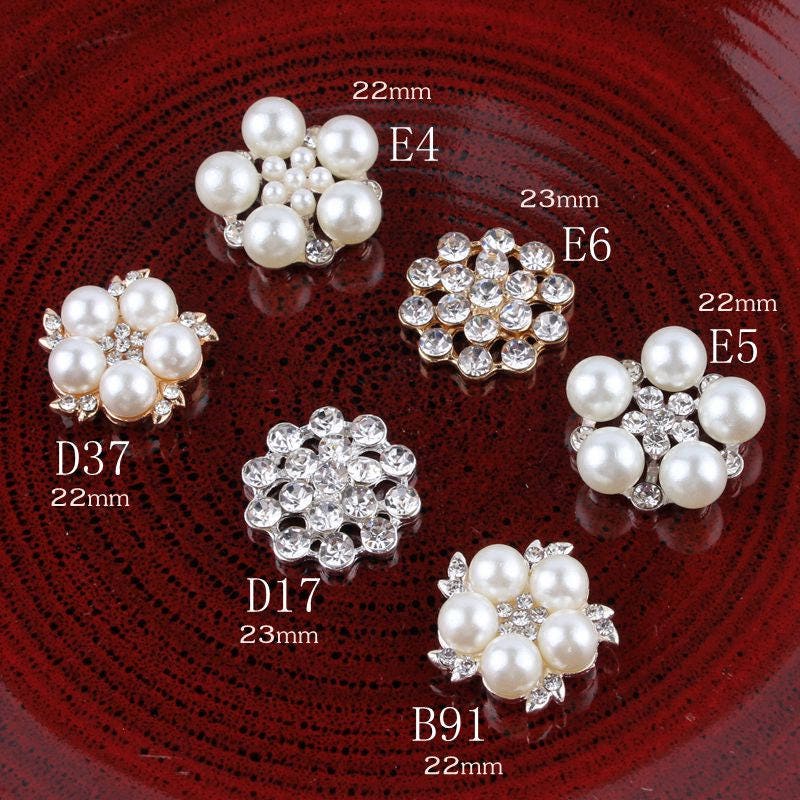 Bling Metal Rhinestone Pearl Buttons for Flower Center - Etsy