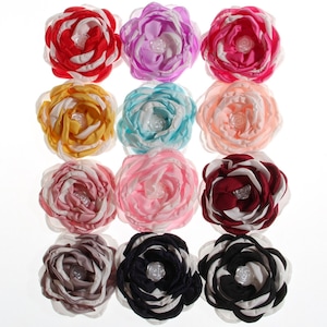 8.5CM Fashion Burn Fabric Flower With Pearl For Headbands Chiffon Flowers For Hair Accessories