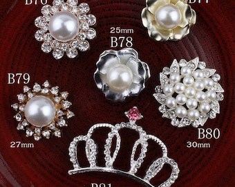 Vintage Crown/round/flower Metal Rhinestone Buttons Bling Flatback Flower Centre Crystal Buttons for Hair accessories