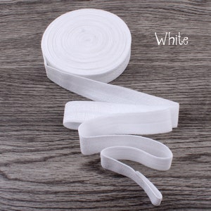5/8 1.5CM Wide Shiny Solid Fold Over Elastic Ribbon FOE for Baby Girls Elastic Headbands Hair Ties Hairbow image 8