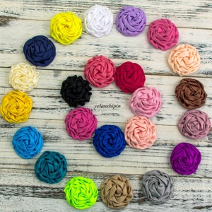 Free Shipping Matte Satin Silk Flowers For Baby Hair Accessories Artificial Rolled Rosette Fabric Flowers For Headbands Craft Supplies 3&quot;