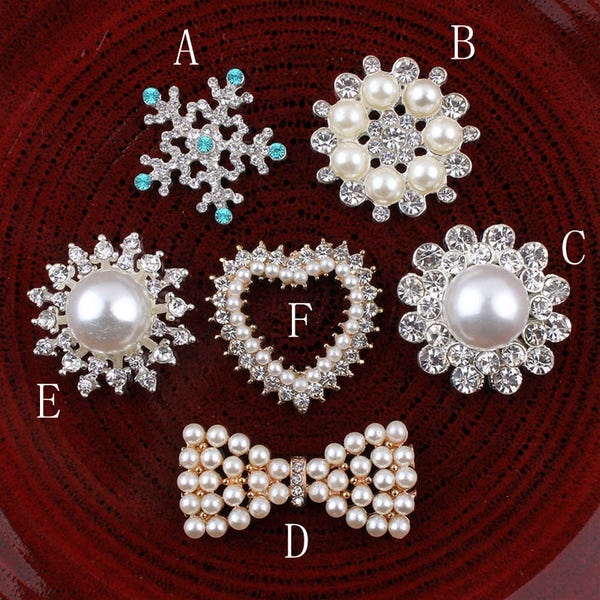 Round/Snow/Flower/Heart/bows Bling Metal Rhinestone Buttons Flatback Crystal Decorative Buttonss for Hair Accessories