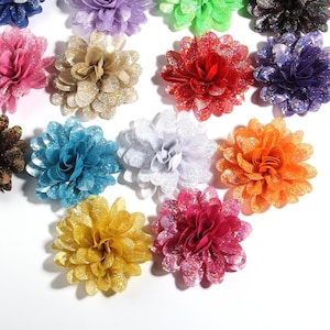 5.5CM 2.1&quot; Small Layer Fabric Flower For Wedding Boutique Chiffon Lotus Hair Flowers For Kids Hair Accessories Headbands