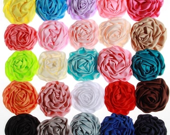 3" Fashion Rolled Rosette Satin Flowers For Headbands Soft Silk Fabric Flower For Women Hair Clips Accessories