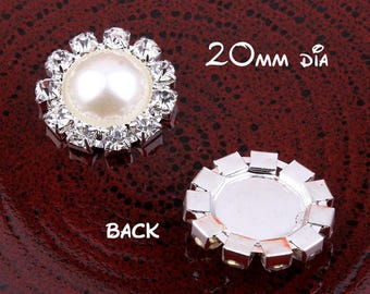 20mm Clear Alloy Crystal Flatback Buttons for Baby Girls Hair Accessories/Ornaments Bling Metal Rhinestone Buttons