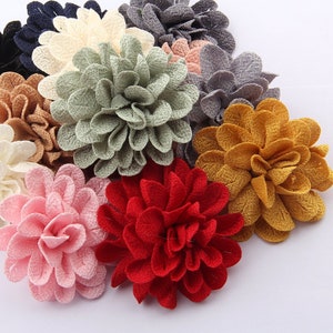 6.2CM 2.4&quot; Vintage Solid Hair Flower For Hair Accessories Polyester Cute Artificial Rose Fabric Flowers For Head Wear