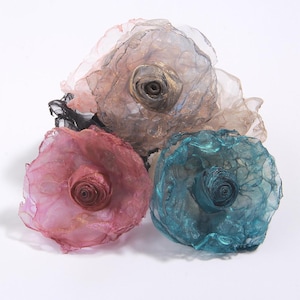 8cm Mesh Gauze Rose Flower Artificial Flower Flowers Applique DIY Clothes Hat Shoes Sewing Patches Headwear Decor Accessories