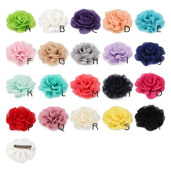 8.5cm Newborn Chiffon Petals Poppy Flower For Baby Hair Clip/Headband Rolled Rose Fabric Flowers For Baby Girls Hair Accessories No Clips