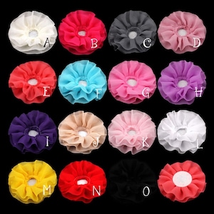 Free Shiipping 30pcs 4&quot; 15colors Solid DIY Big Ruffled Chiffon Flower For Children Hair Accessories Artificial Fabric Flowers For Headbands