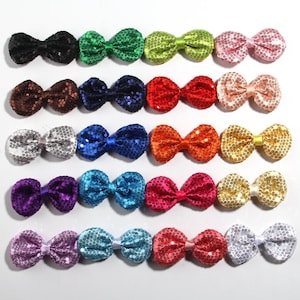 9CM 3.5&quot; Fashion Shiny Sequin Hair Bow For Hair Accessories Beading Applique DIY Boutique Bowknot For Headbands