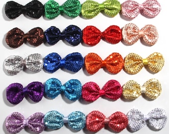 Shiny Sequin Hair Bow (3.5") DIY Boutique Bowknot
