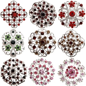 Lovejftty 36 Pieces Wedding Bouquet Brooches for Women Fashion, Rhinestone Bulk Flower Brooch Pins for Crafts