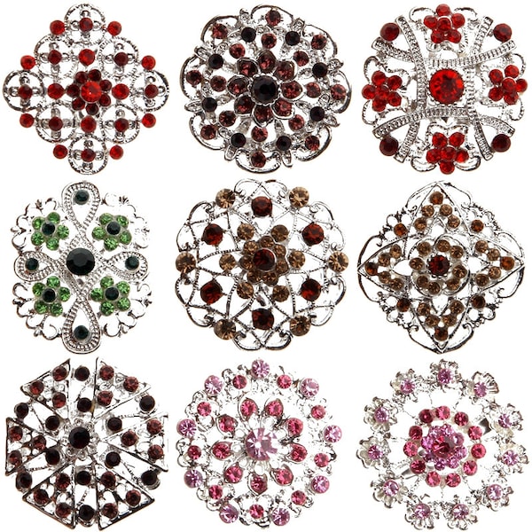 Clear Crystal Rhinestones Brooches For Women Wedding Bridal Gold Plated Brooch Pins For DIY Wedding Bouquet Kits