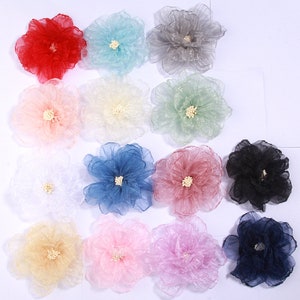 9cm Handmade Chiffon DIY Clothing Flowers for Baby Gilrs Hair Accessories Fabric Flower for Headband Hairpins Heads Jewelry
