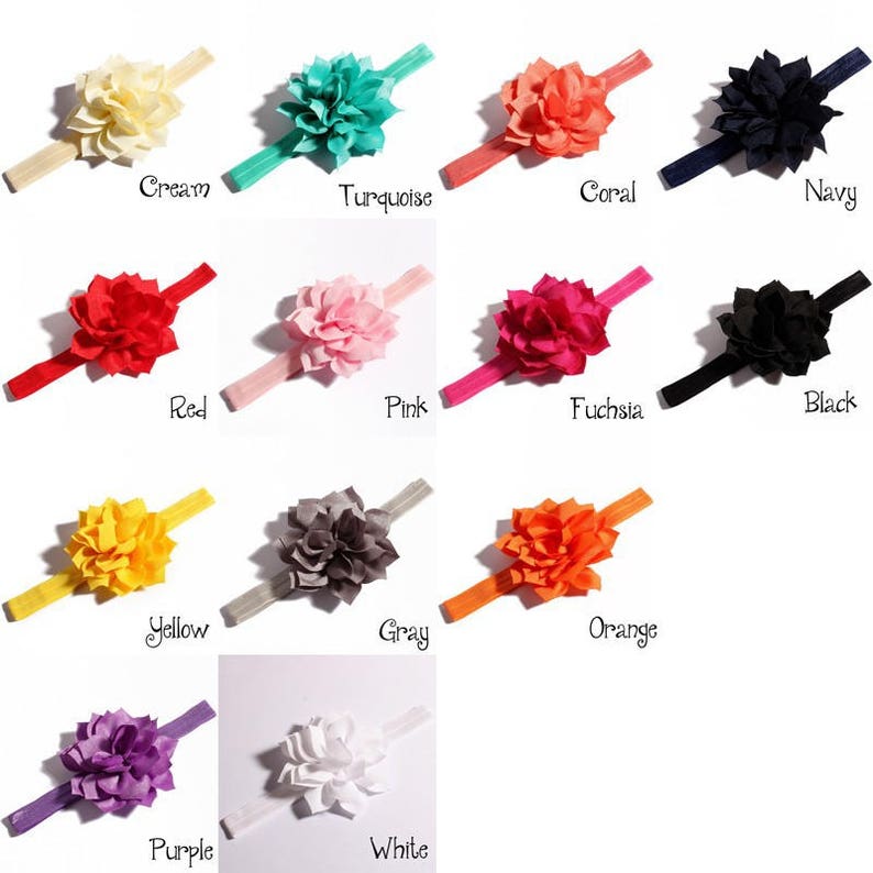 13colors Newborn DIY Elastic Kids Headbands With Fabric Flowers
