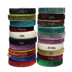 Elastico pieghevole glitterato lucido largo 5/8" 1,5 cm per fasce per capelli, abbigliamento, nastri per feste nuziali, tessuto da cucito FOE.