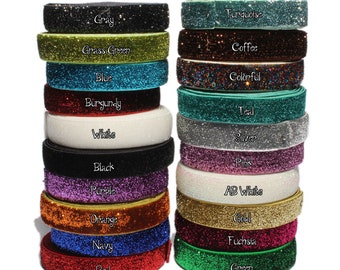 5/8" 1.5CM Wide Shiny Glitter Elatic Fold Over Elastic For Headbands Apparel Wedding Party Ribbon Stretch FOE Sewing Cloth