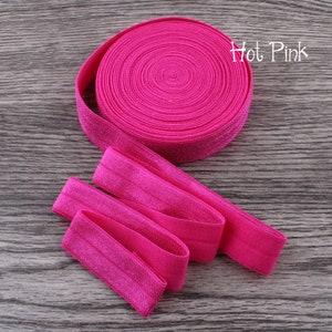 5/8 1.5CM Wide Shiny Solid Fold Over Elastic Ribbon FOE for Baby Girls Elastic Headbands Hair Ties Hairbow image 7