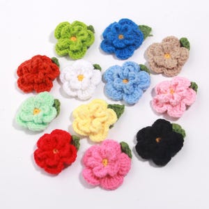 Flores de algodón de colores de 5 cm para mujer, bolsas de flores de lana hechas a mano, material para ropa, adornos, accesorios de joyería.