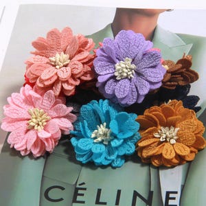 4.5CM Solid Artificial Fabric Flowers With Stamen For Hair Accessories Hairband Apparel Accessories for Headbands