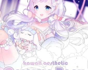 Coloring Book PDF - Original kawaii hand-drawn anime illustrations - 23 printable illustrations.