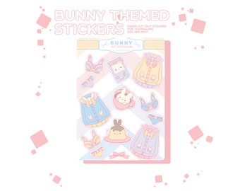 Bunny themed Sailor Uniform Sticker Sheet | DIY | Paper Stickers | Dina6 Size | Cute | Kawaii | Pastel Aesthetic | Journaling, Letters, Gift