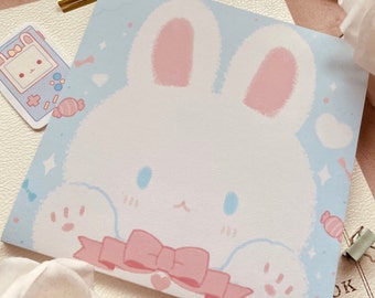 Cute Pastel Bunny Notepad | Memo Pad | To-Do List | Planner | Kawaii Stationery | Journaling | Scrapbooking | Handmade |Aesthetic Stationery