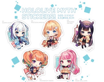 Holo EN - Hololive Myth - School uniform themed vynil glitter sticker set