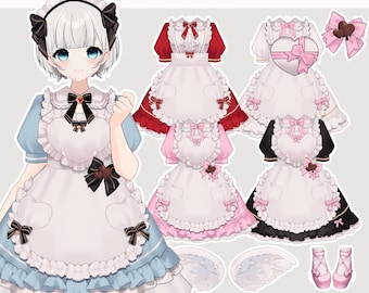 VTuber Asset - Customizable Maid Outfit -  Fully rigged - VTube Studio