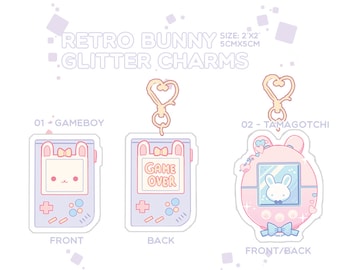 Kawaii Pastel Bunny Retro Glitter Charms